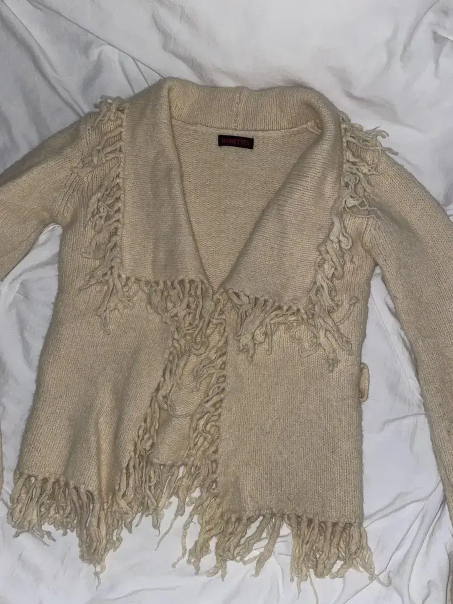 Vintage fringe knit cardigan